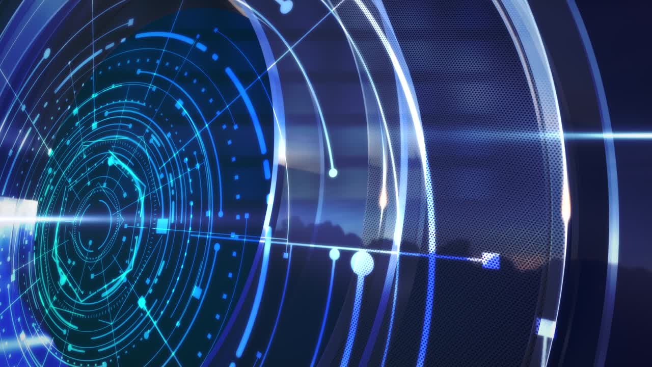 네온 선으로 된 파란색 허드 서클