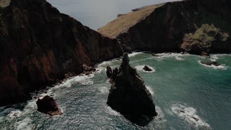 Sheer-Cliffs-On-The-Volcanic-Headland-Of-Ponta-De-Sao-Lourenco,-Madeira-Portugal