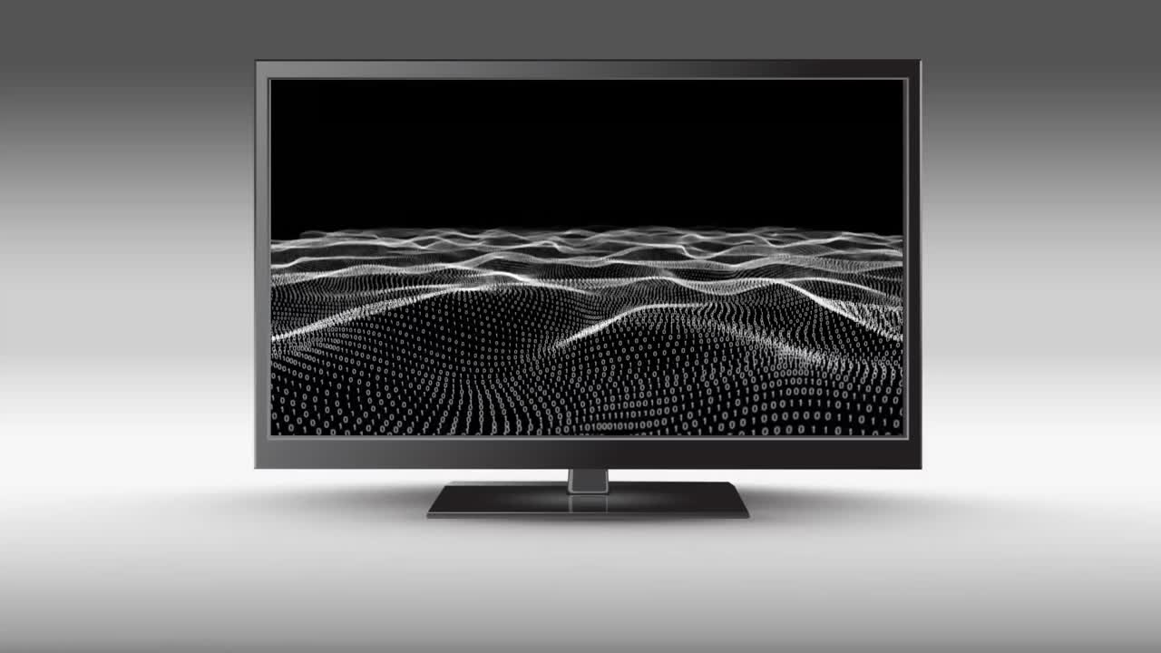 스크린 에 디지털 지형 이 있는 텔레비전