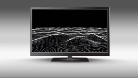 television with digital terrain on its screen