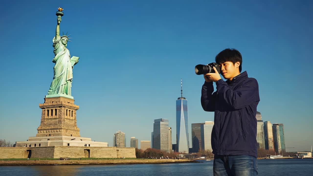 Photographer at the Statue of Liberty in New York City