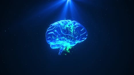futuristic digital brain logo grid line ai technology rotation abstract background cyber artificial