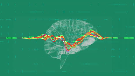 animation of digital data processing over human brain