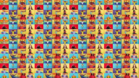 pride mosaic with people holding rainbow flags