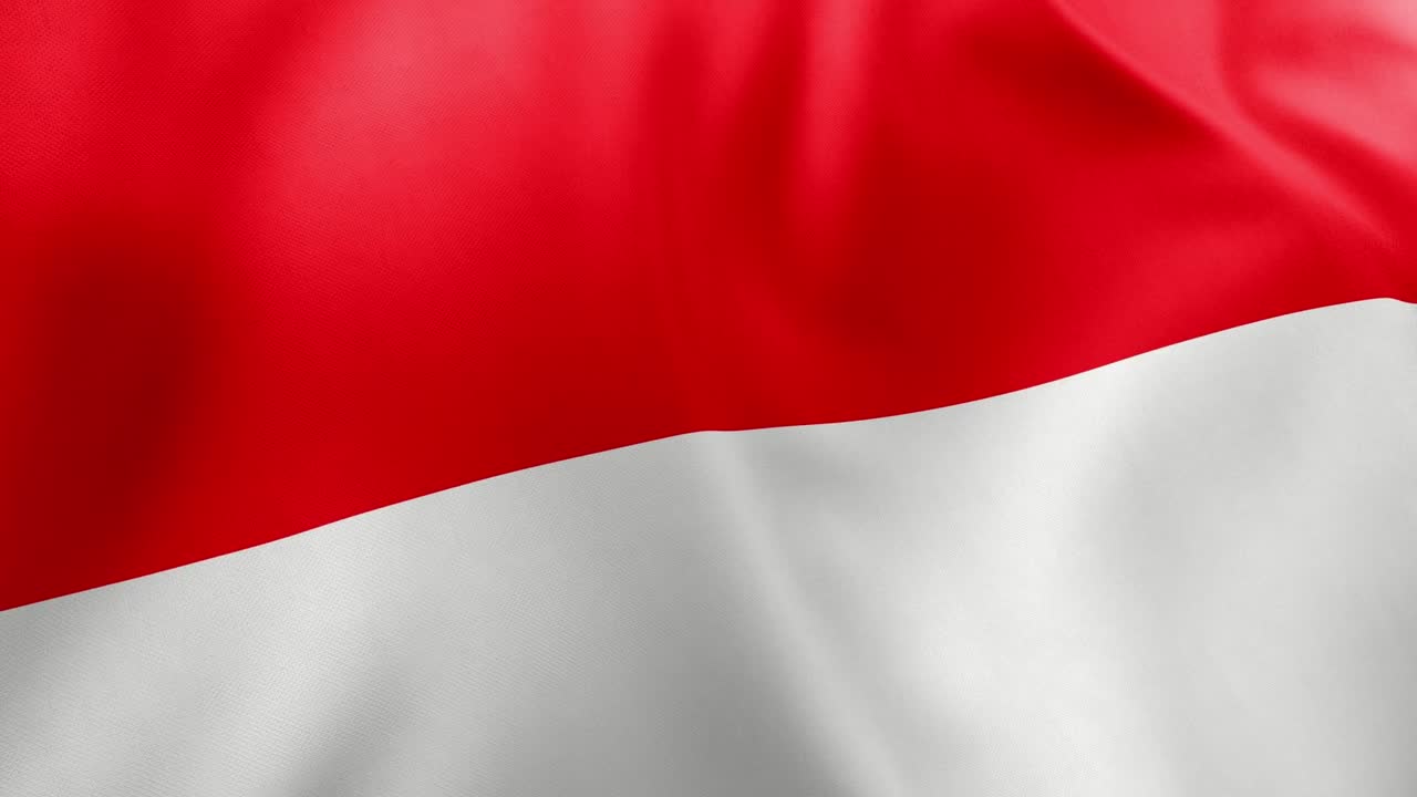Realistic waving flag of Indonesia with red and white horizontal bands. National symbol of Southeast Asian nation, patriotism concept