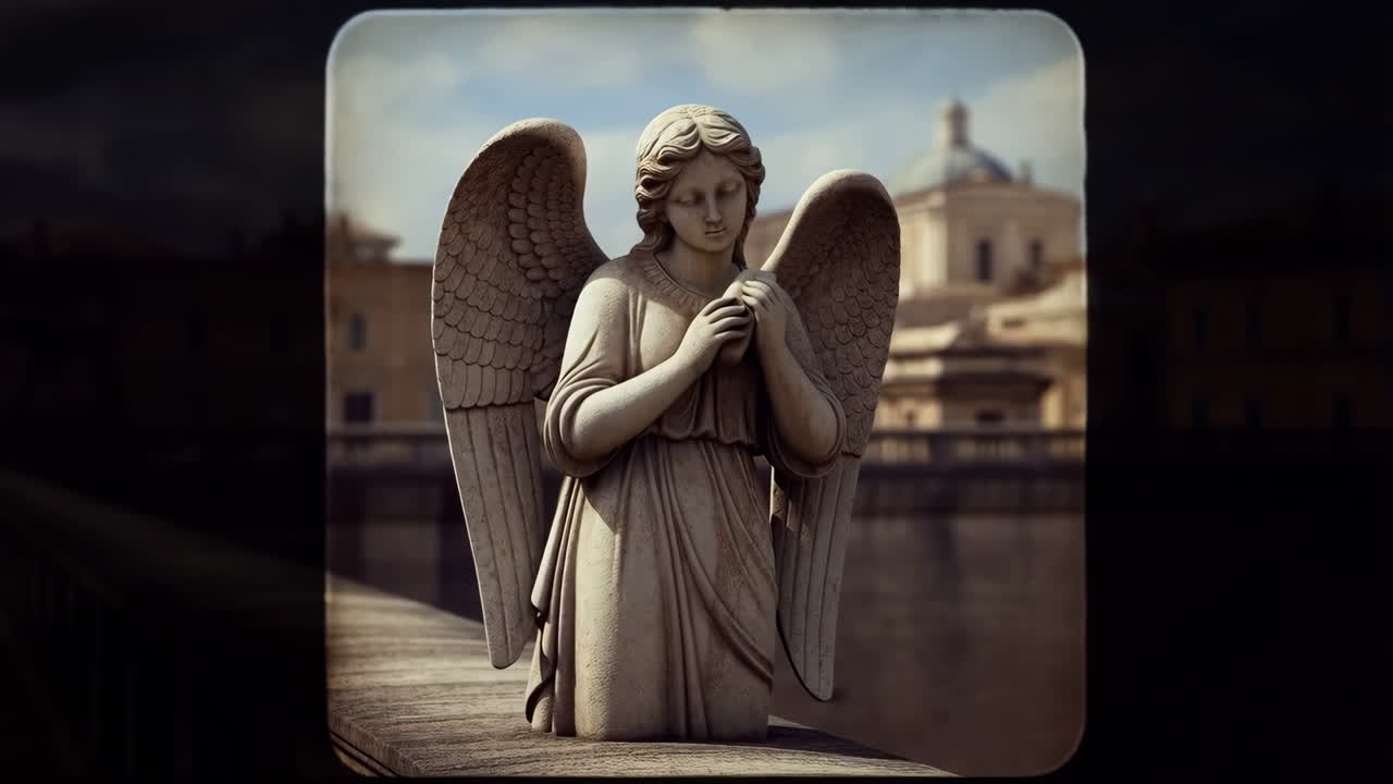 Angel Statue in a Cityscape