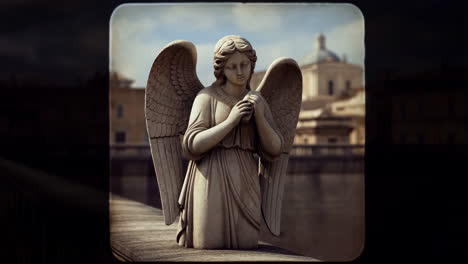 angel statue in a cityscape