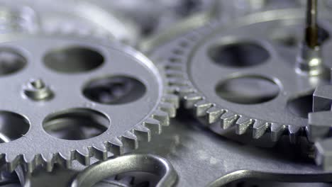 Close Up Magical Vintage Gears in Working Mechanism