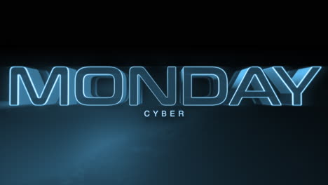 dark monochrome cyber monday text on deep blue gradient