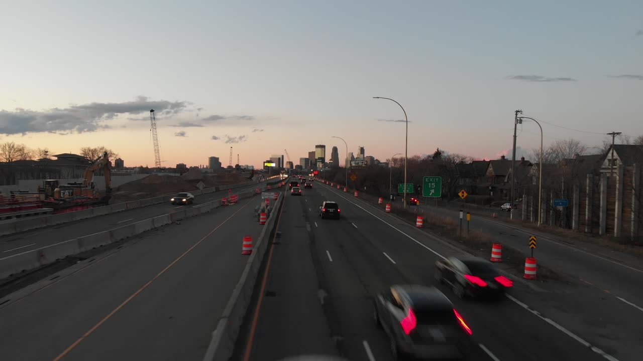 Traffic in I-35, Minnesota, aerial footage