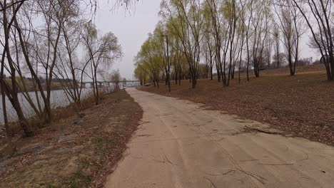 tranquil scene at yanghwa hangang riverside park in seoul, south korea - pov