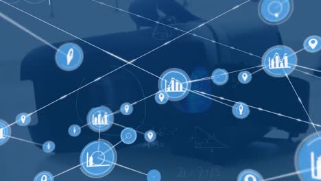 Animation-of-connected-graphs-and-navigation-icons-over-virtual-reality-simulator