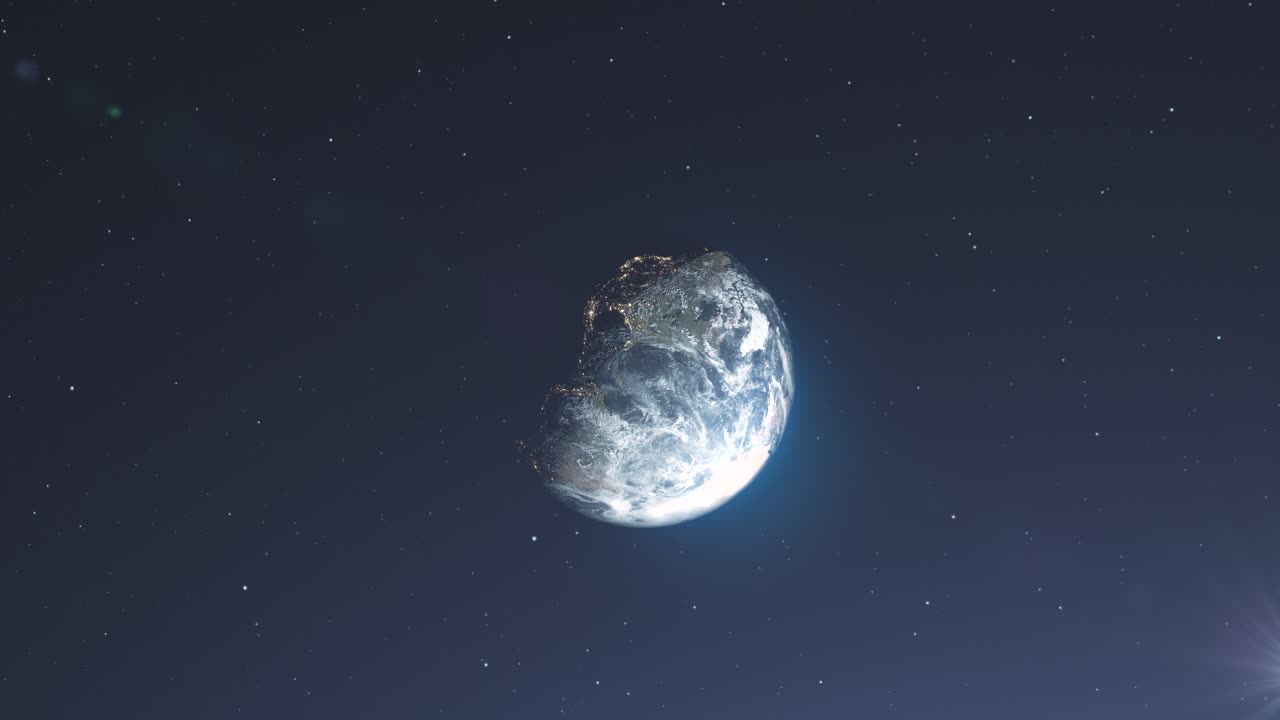 la tierra desde el espacio por la noche