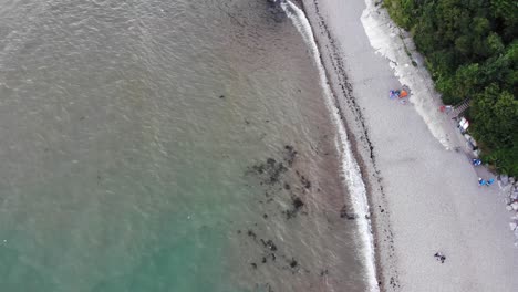 Vista-Aérea-De-Seaton-Beach-En-La-Costa-Jurásica-En-Devon,-Inglaterra