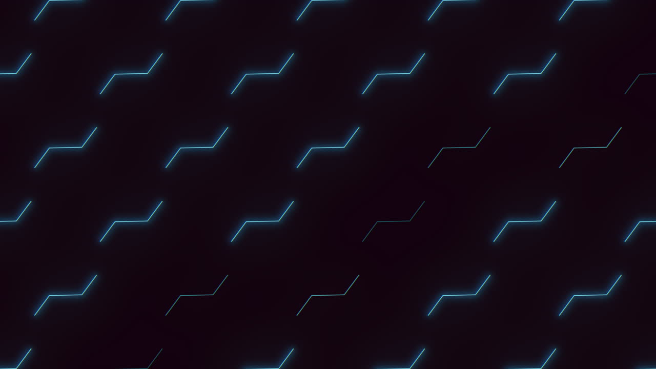 Blue neon geometric zigzag in rows on black gradient