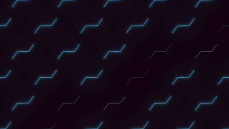 blue neon geometric zigzag in rows on black gradient