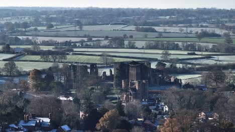 castillo ruinas reino unido invierno aéreo paisaje campo warwickshire helado kenilworth