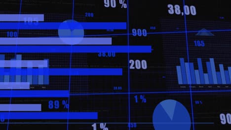 Animation-Der-Finanzdatenverarbeitung-über-Rasterhintergrund