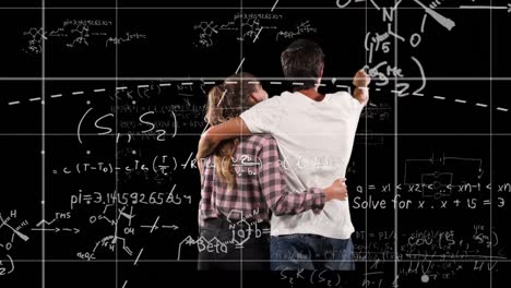 animation of mathematical equations over couple embracing