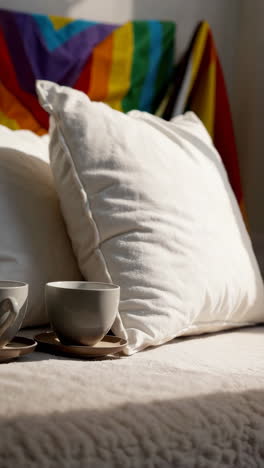 cozy morning with pride flag
