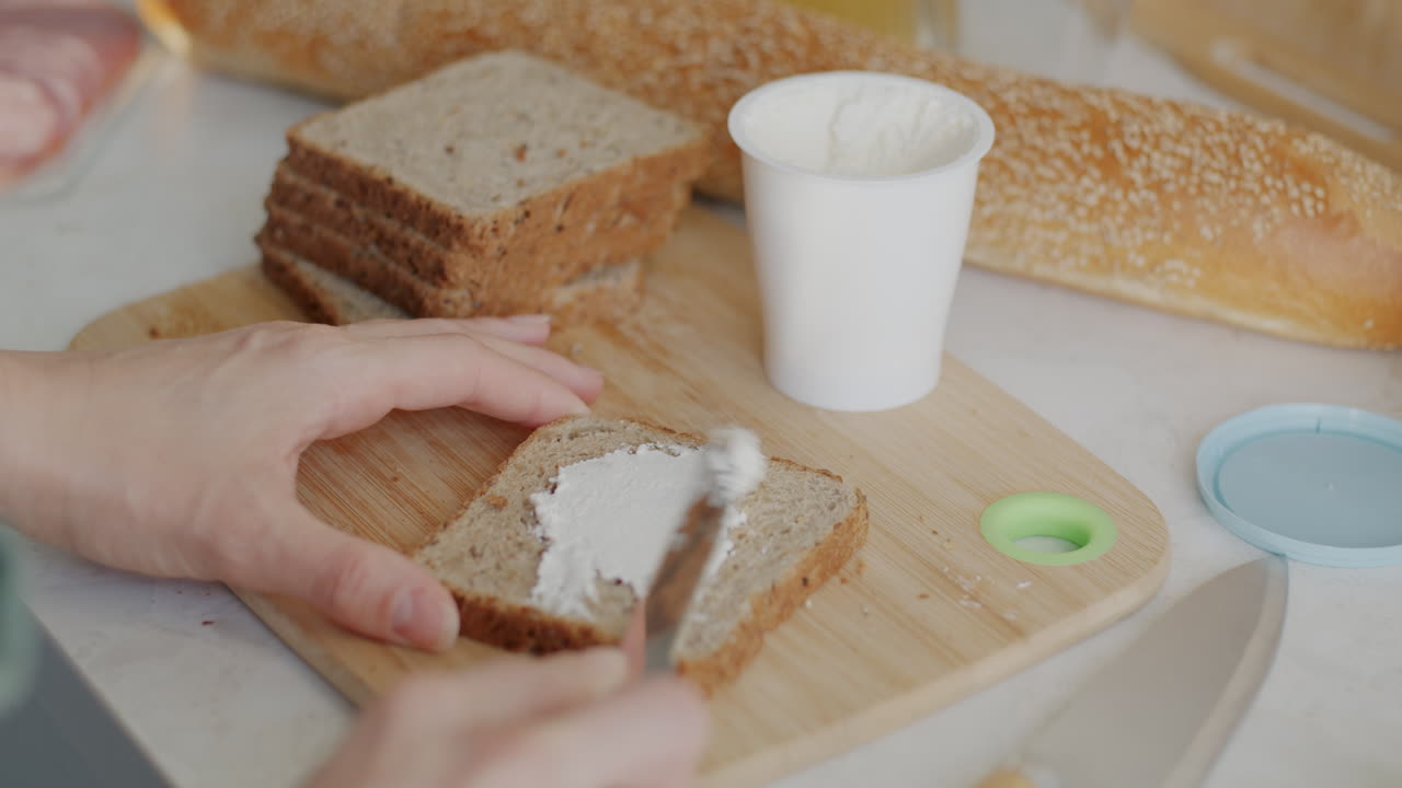 Making a Cream Cheese Sandwich