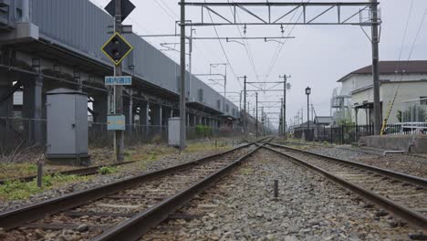 railway tracks at toyosato ohmi line station, shiga, japan