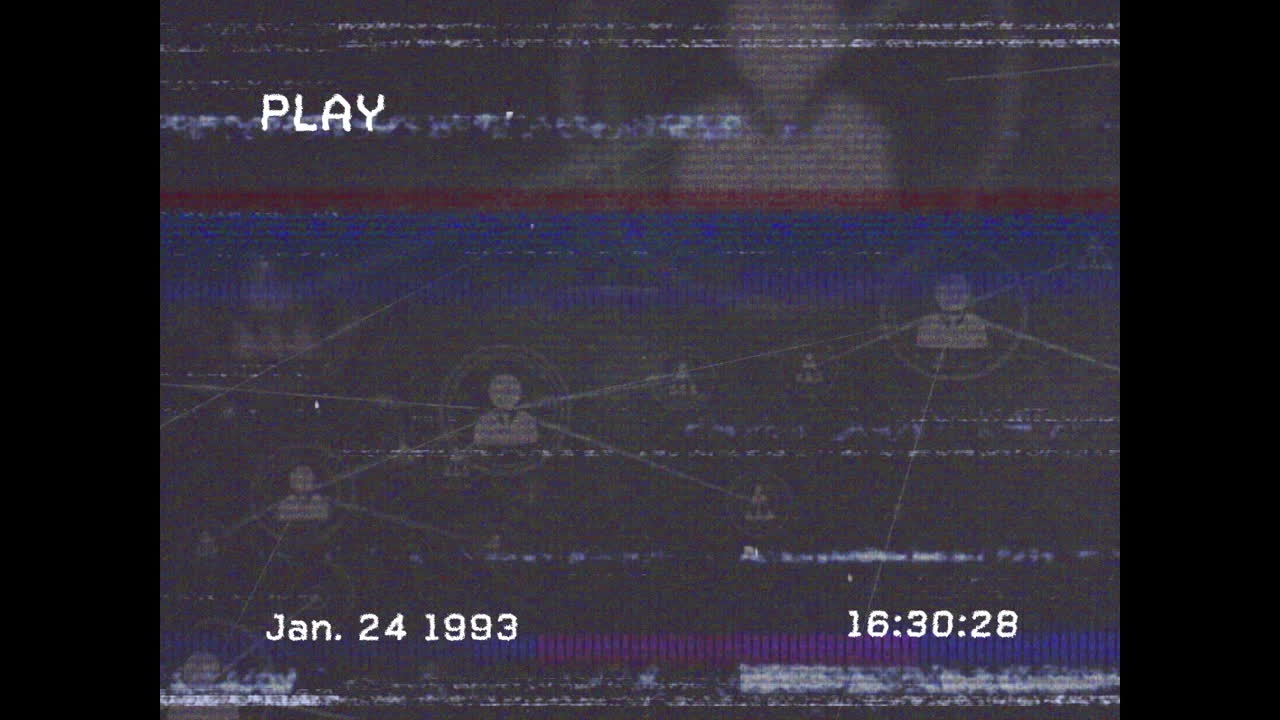 Animation of vhs glitch effect over network of profile icons against grey background