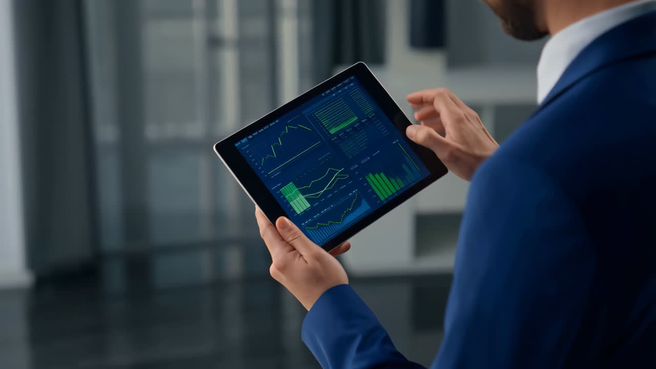 Professional reviews data analytics on a tablet