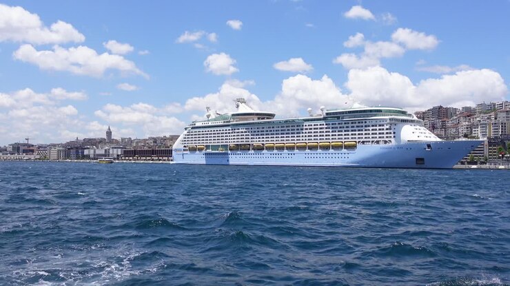 Cruise ship docked in Istanbul harbor
