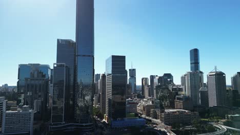 Towering-skyline-of-the-Queensland-State-Capital-Brisbane-with-the-bustling-City-Business-District-below