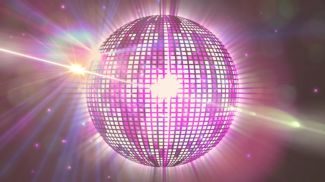 animación de una bola de discoteca brillante sobre un fondo oscuro