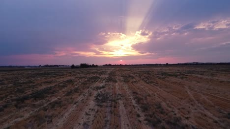 Drohne-Fliegt-über-Ein-Geschnittenes-Weizenfeld-Bei-Sonnenuntergang-1080p-120-Fps