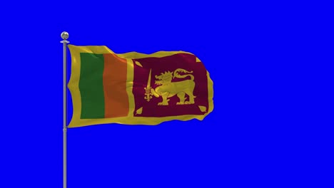 sri lanka ilustración 3d de la bandera ondeando en un poste con croma
