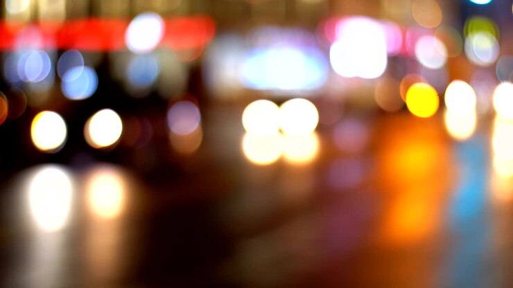 Defocused Night City Traffic Lights