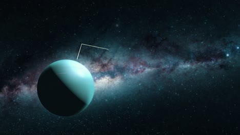 Acercándose-Al-Planeta-Urano-Mostrando-Información-Planetaria-Por-Escrito