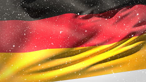 german flag waving in the snow