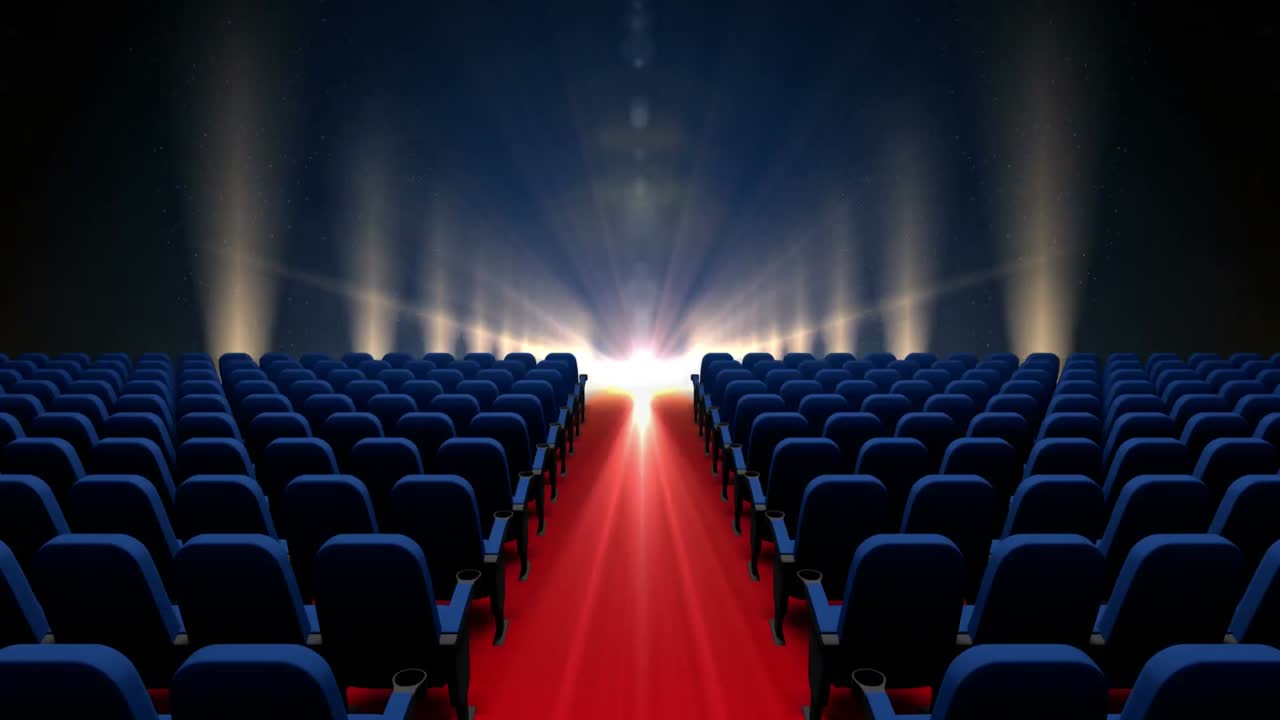 asientos de cine auditorio con luces intermitentes