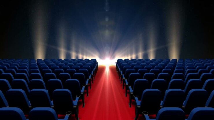 Cinema seats auditorium with flashing lights