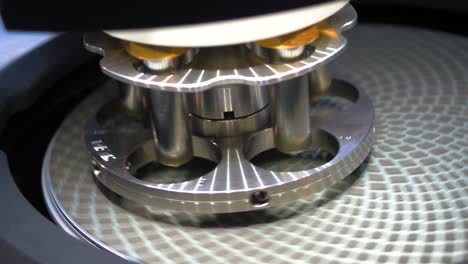 Close-up view of a rotating machine part