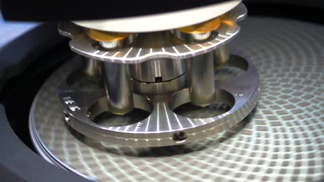 close-up view of a rotating machine part