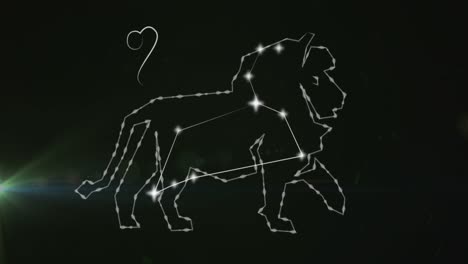 Animation-Des-Sternzeichens-Löwe-Auf-Rauchwolken-Im-Hintergrund