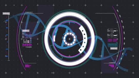 Animation-of-scope-scanning-data-processing-and-dna-strands-spinning