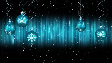 nieve cayendo y decoraciones de navidad