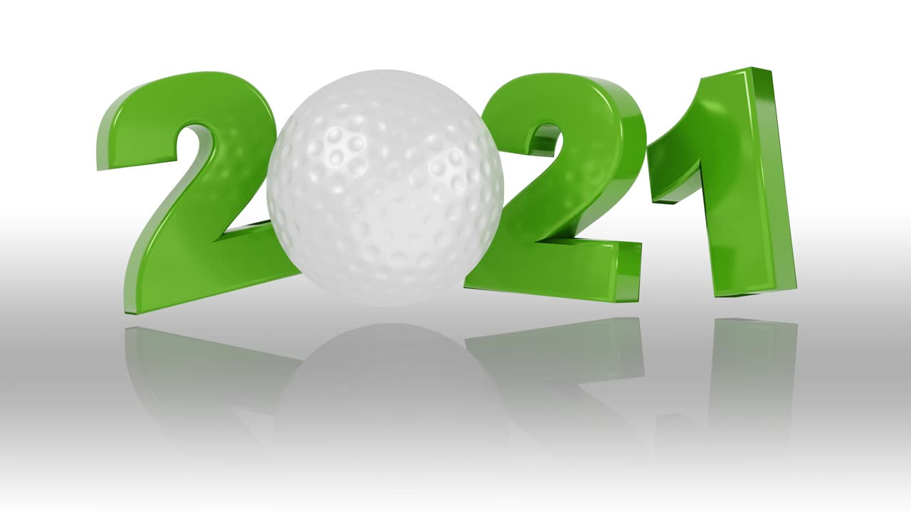 Golfball-Design 2021 in unendlicher Rotation auf Weiß.
