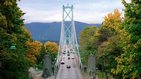 vancouver, bc canada, lions gate bridge, known as the first narrows bridge, is a suspension bridge that crosses the first narrows of burrard inlet and connects the city of vancouver, british columbia