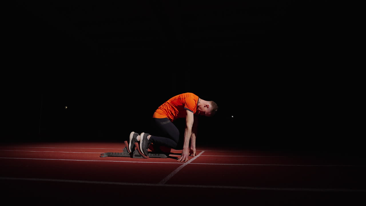 Athlete in Starting Position for Race