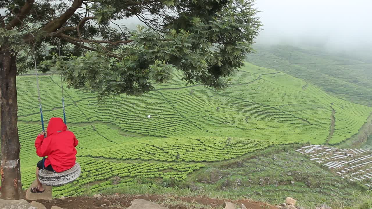 портрет человека, качающегося на вершине холма