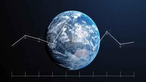 Animation-Der-Digitalen-Datenverarbeitung-über-Dem-Globus-Auf-Dunklem-Hintergrund