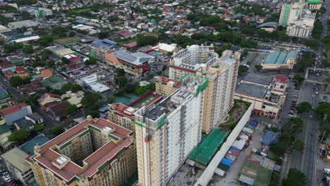 condominiums rising in marikina city, metro manila, philippines. aerial drone shot