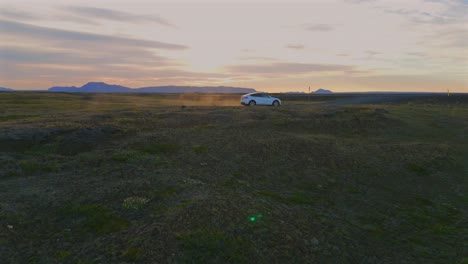 iceland road trip: sunset drive through volcanic landscape